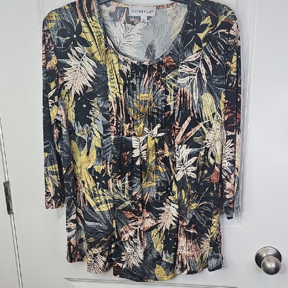 Southern Lady Women's Tropical Leaf Print Blouse‎